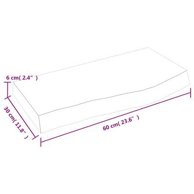 vidaXL Blat do łazienki, 60x30x(2-6) cm, surowe, lite drewno