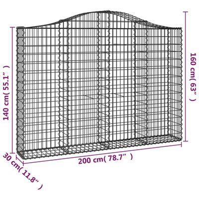 vidaXL Kosze gabionowe, 25 szt, 200x30x140/160cm, galwanizowane żelazo