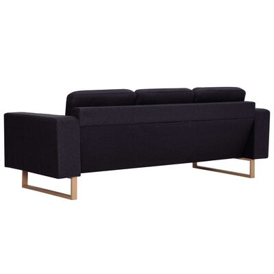 vidaXL 3-osobowa sofa tapicerowana tkaniną, czarna