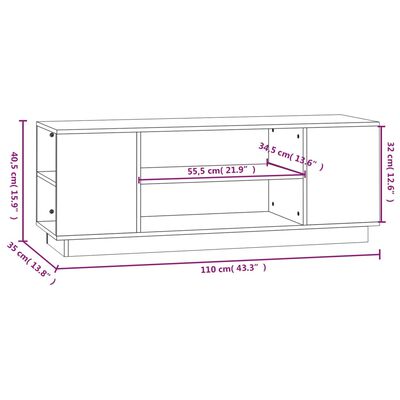 vidaXL Szafka pod telewizor, 110x35x40,5 cm, lite drewno sosnowe