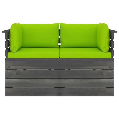 vidaXL Ogrodowa sofa 2-osobowa z palet, z poduszkami, drewno sosnowe