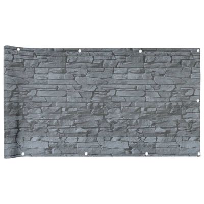 vidaXL Osłona balkonowa, szara, kamienie łupkowe, 300x120 cm, PVC