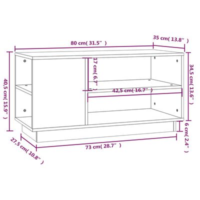 vidaXL Szafka pod TV, miodowy brąz, 80x35x40,5 cm, lite drewno sosnowe