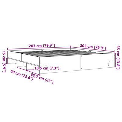 vidaXL Rama łóżka, dąb sonoma, 200x200 cm, materiał drewnopochodny