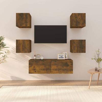 vidaXL Wisząca szafka TV, przydymiony dąb, materiał drewnopochodny