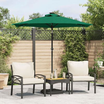 vidaXL Parasol ogrodowy LED, stalowy słupek, zielony, 225x225x212 cm