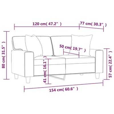 vidaXL 2-os. sofa z poduszkami, winna czerwień, 120 cm, sztuczna skóra