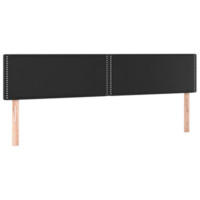 vidaXL Zagłówek do łóżka z LED, czarny, 200x5x78/88 cm, sztuczna skóra