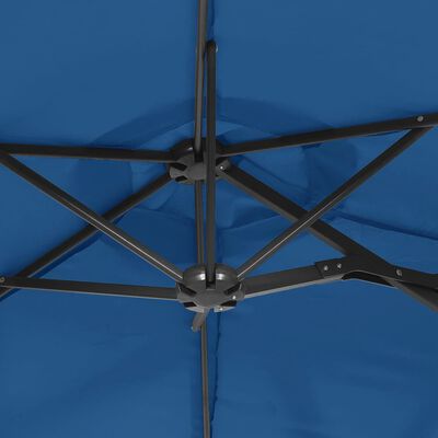 vidaXL Podwójny parasol ogrodowy z LED, niebieski, 316x240 cm