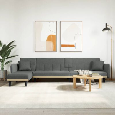 vidaXL Sofa rozkładana L, ciemnoszara, 275x140x70 cm, tkanina