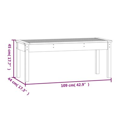 vidaXL Ławka ogrodowa, czarna, 109x44x45 cm, lite drewno sosnowe