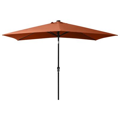 vidaXL Parasol ogrodowy z LED i stalowym słupkiem, terakota, 2x3 m