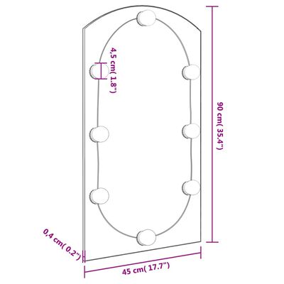 vidaXL Lustro z lampami LED, 90x45 cm, szklane, z łukiem