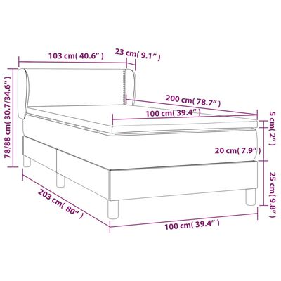 vidaXL Łóżko kontynentalne z materacem, czarne, ekoskóra 100x200 cm