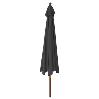 vidaXL Parasol ogrodowy na drewnianym słupku, czarny, 400x273 cm