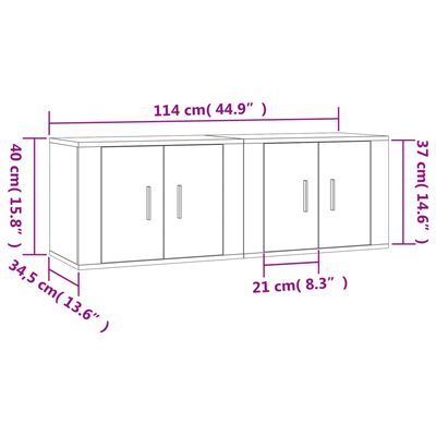 vidaXL Wiszące szafki TV, 2 szt., szarość betonu, 57x34,5x40 cm