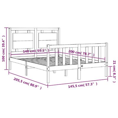 vidaXL Rama łóżka bez materaca, biała, 140x200 cm, lite drewno sosnowe