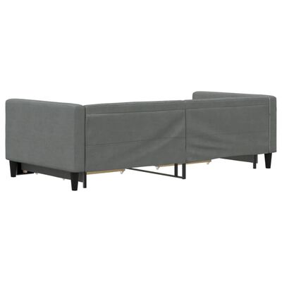 vidaXL Sofa rozsuwana z szufladami, ciemnoszara, 90x190 cm, tkanina