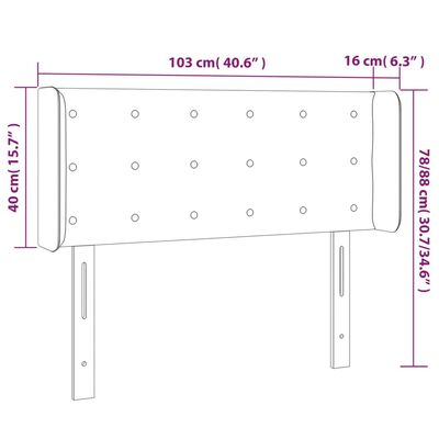 vidaXL Zagłówek do łóżka z LED ciemnoniebieski 103x16x78/88 cm aksamit