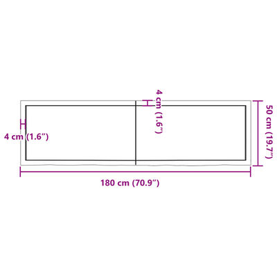 vidaXL Blat do łazienki, ciemnobrązowy, 180x50x(2-6) cm, lite drewno