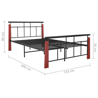 vidaXL Rama łóżka, metal i lite drewno dębowe, 120x200 cm