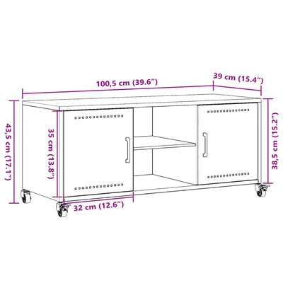 vidaXL Szafka RTV, antracyt, 100,5x39x43,5 cm, stal walcowana na zimno