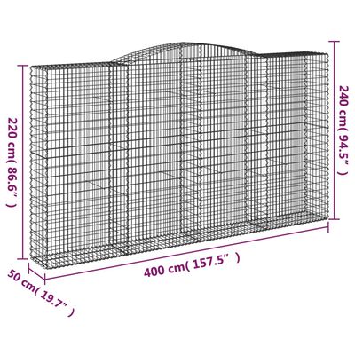 vidaXL Kosze gabionowe, 15 szt, 400x50x220/240cm, galwanizowane żelazo