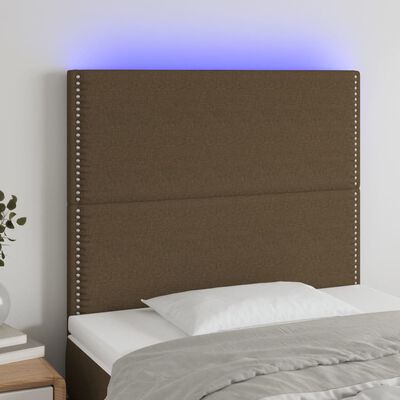 vidaXL Zagłówek do łóżka z LED ciemnobrązowy 100x5x118/128 cm tkanina