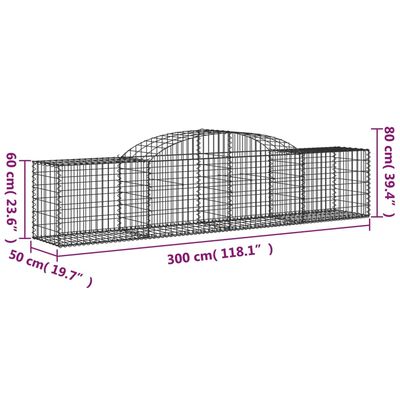 vidaXL Kosze gabionowe, 4 szt., 300x50x60/80 cm, galwanizowane żelazo