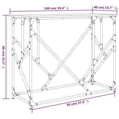 vidaXL Stolik konsolowy, czarny, 100x40x80 cm, materiał drewnopochodny