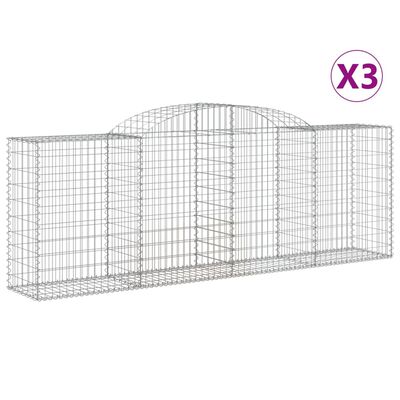 vidaXL Kosze gabionowe, 3 szt, 300x50x100/120 cm, galwanizowane żelazo