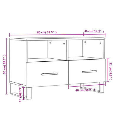 vidaXL Szafka pod TV, biała, wysoki połysk, 80x36x50 cm