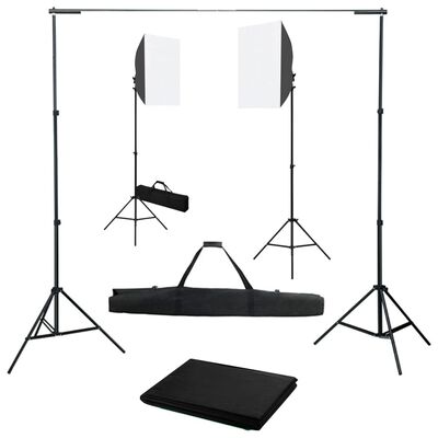 vidaXL Fotograficzny zestaw studyjny z lampami softbox i tłem