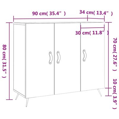 vidaXL Szafka, biała, 90x34x80 cm, materiał drewnopochodny