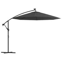 vidaXL Parasol wiszący z LED i stalowym słupkiem, 300 cm, antracytowy