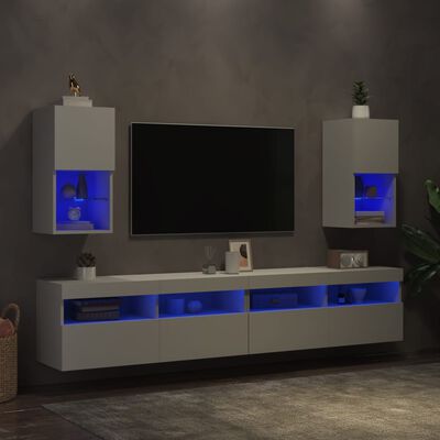 vidaXL Szafki pod telewizor, z LED, 2 szt., białe, 30,5x30x60 cm
