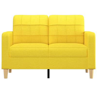 vidaXL Sofa 2-osobowa, jasnożółta, 120 cm, tapicerowana tkaniną