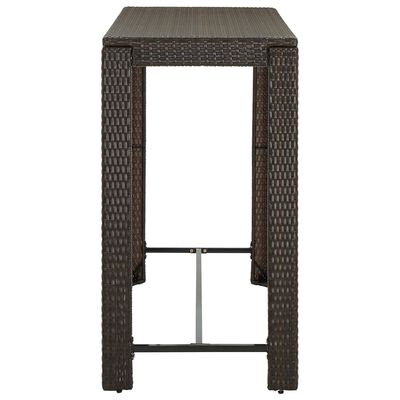 vidaXL Ogrodowy stolik barowy, brązowy, 140,5x60,5x110,5 cm, rattan PE