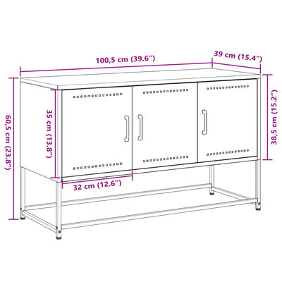 vidaXL Szafka pod telewizor, oliwkowa, 100,5x39x60,5 cm, stalowa