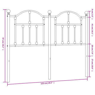 vidaXL Metalowe wezgłowie, białe, 120 cm