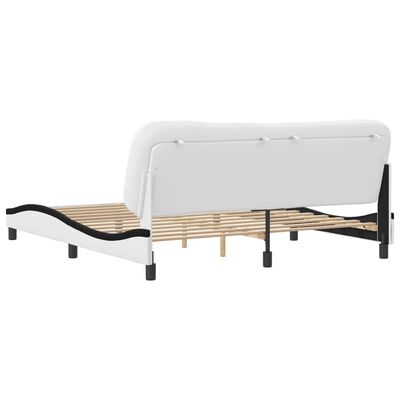 vidaXL Rama łóżka z zagłówkiem, biało-czarna, 180x200 cm, ekoskóra