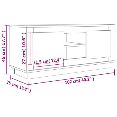 vidaXL Szafka pod TV, czarna, 102x35x45 cm, materiał drewnopochodny