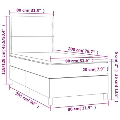 vidaXL Łóżko kontynentalne z materacem, taupe, 80x200 cm, tkanina