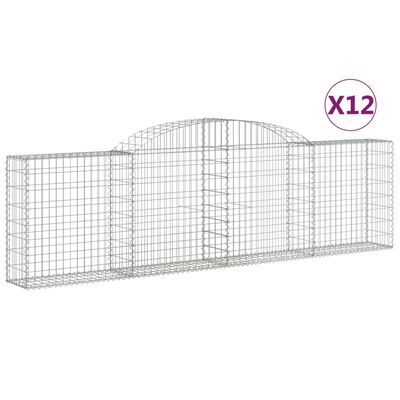 vidaXL Kosze gabionowe, 12 szt, 300x30x80/100 cm, galwanizowane żelazo