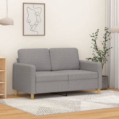 vidaXL Sofa 2-osobowa, jasnoszara, 120 cm, tapicerowana tkaniną