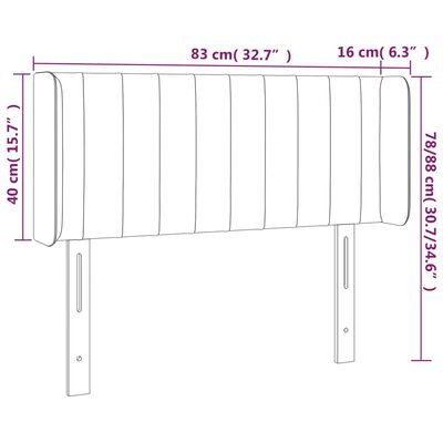 vidaXL Zagłówek do łóżka z LED, niebieski, 83x16x78/88 cm, tkanina