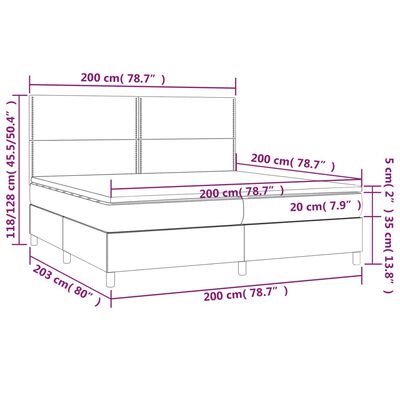 vidaXL Łóżko kontynentalne z materacem i LED, różowy aksamit 200x200cm