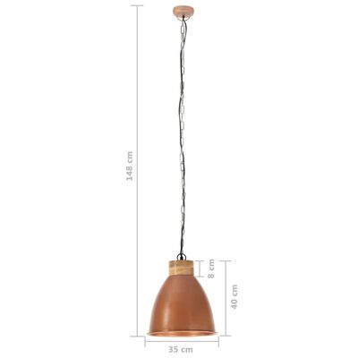 vidaXL Industrialna lampa wisząca, miedziana, żelazo i drewno, 35 cm