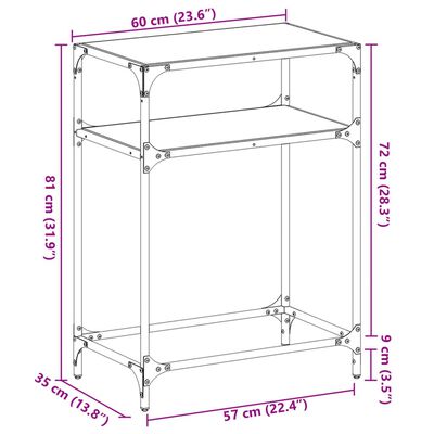 vidaXL Stolik kawowy z czarnym, szklanym blatem, 60x35x81 cm, stal