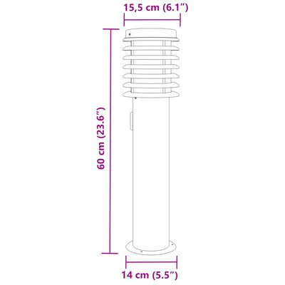 vidaXL Lampa ogrodowa na słupku, z gniazdkiem, czarna, 60 cm, stal